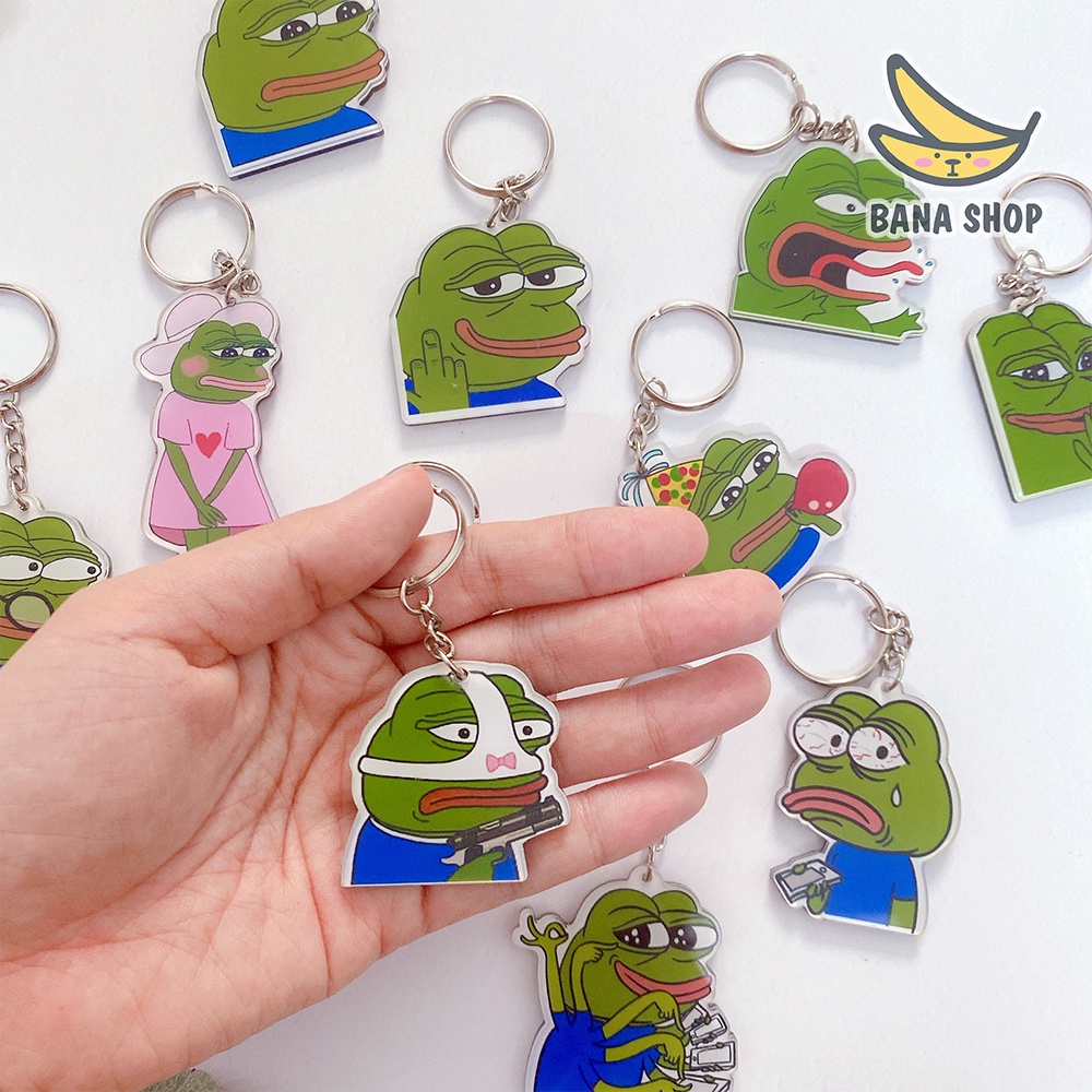 Móc khoá mica acrylic ếch xanh Pepe sad frog siêu bựa dành cho vozer