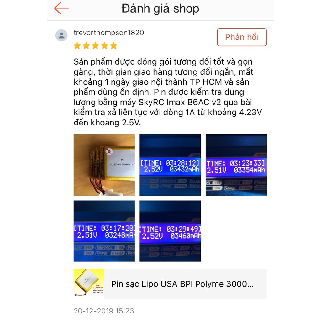 Pin sạc Lipo BPI Polyme 3.7V 50mah / 100 / 500 / 540 / 1500 / 3000 mAh hàng cao cấp USA  kèm mạch sạc bảo vệ