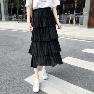 Chân váy lụa xếp ly 4 tầng cho nữ