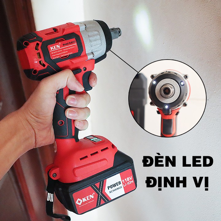 MÁY SIẾT BULONG KEN 118V ĐỘNG CƠ KHÔNG CHỔI THAN, ĐẦU 2 TRONG 1