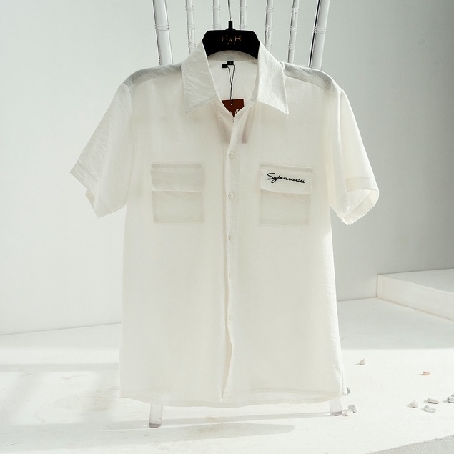 Áo sơ mi nam ngắn tay trơn mát vải đũi cao cấp không nhăn không bai xù AUTOMAN A10