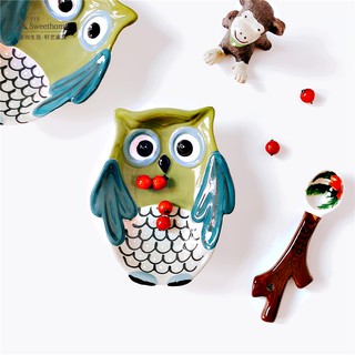 Đĩa sứ đựng thức ăn hình cú mèo xinh xắn