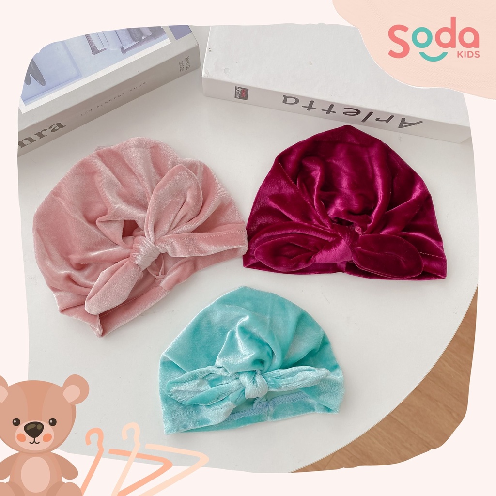 Băng đô mũ nơ nhung 3 màu dành cho bé gái (Ảnh thật)