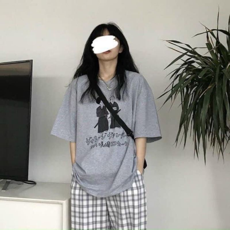 Bộ Quần Culottes Kẻ Áo Phông Phong Cách Nhật Set Trang Phục Unisex | BigBuy360 - bigbuy360.vn