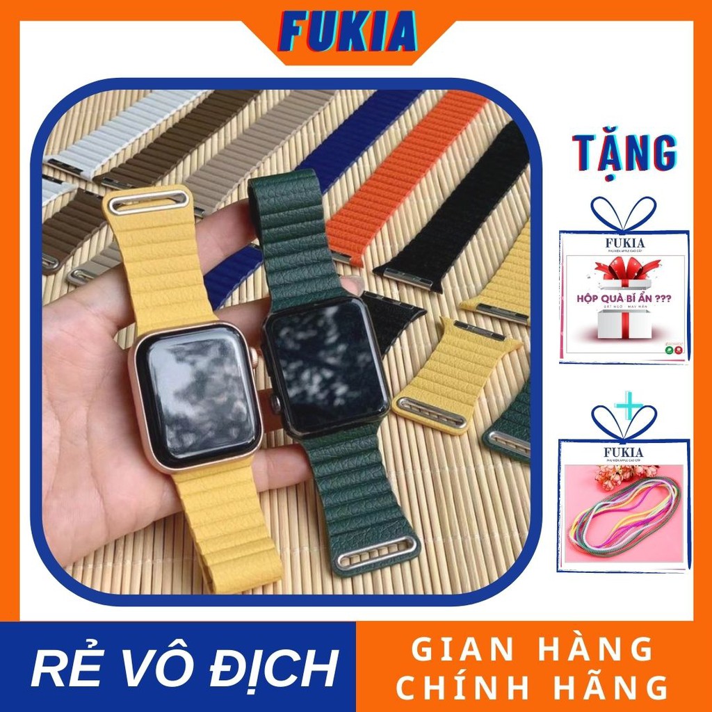 Dây da leather loop khoá nam châm cho Apple Watch đồng hồ thông minh iWatch Series 1/2/3/4/5/6/SE size 38/40/42/44 Fukia