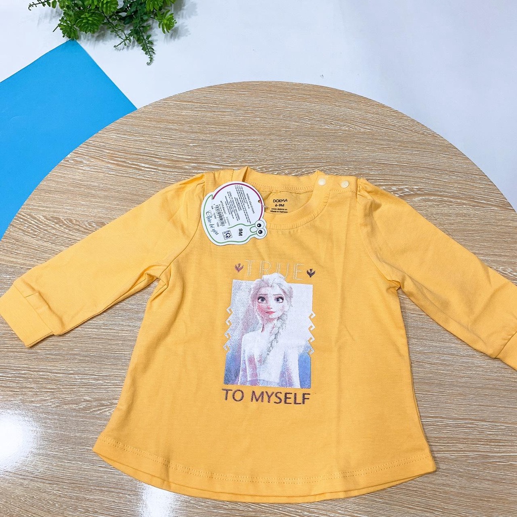 Áo dài tay cài vai cotton mỏng điều hòa Dokma bé gái (6-36 tháng)