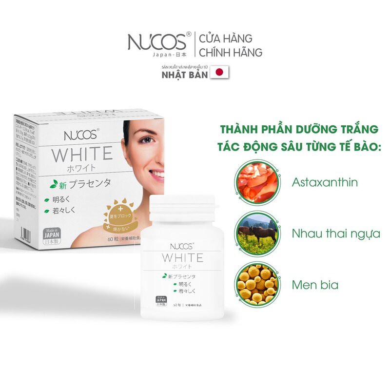 Viên Uống Nucos Sáng Da, Giảm Nám, Chống Nắng White Plus Placenta 60 Viên Hasaki Sản Phẩm Chính Hãng