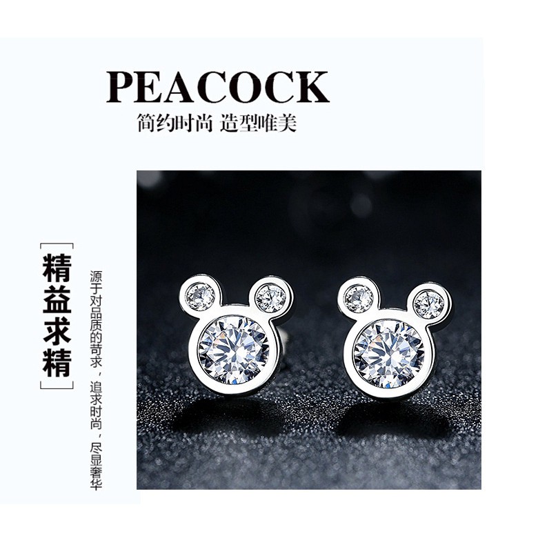 Bông Tai Hình Chuột Mickey Đính Đá Sang Trọng