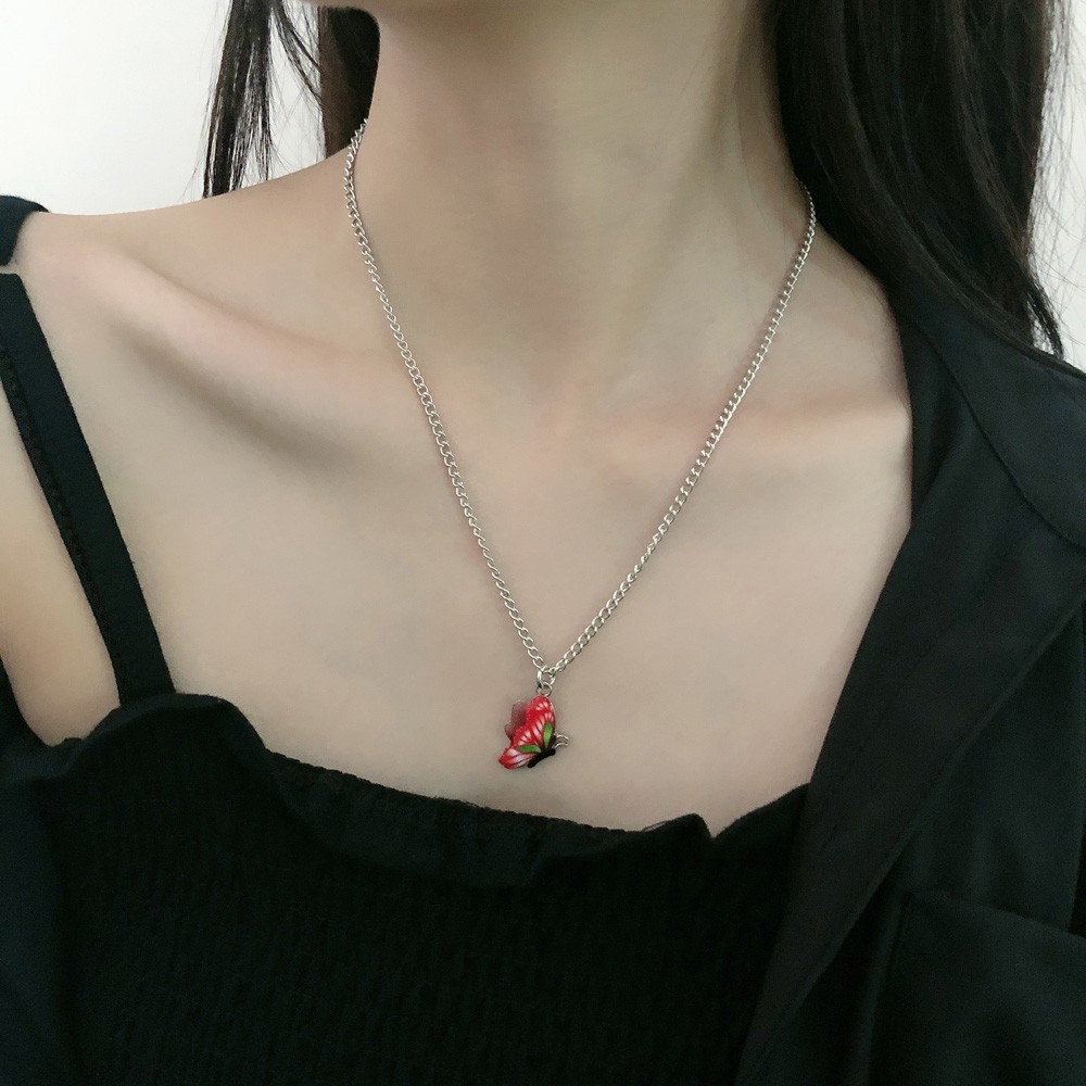 Vòng cổ dây xích choker mặt bướm phong cách punk cổ điển cá tính dành cho nữ