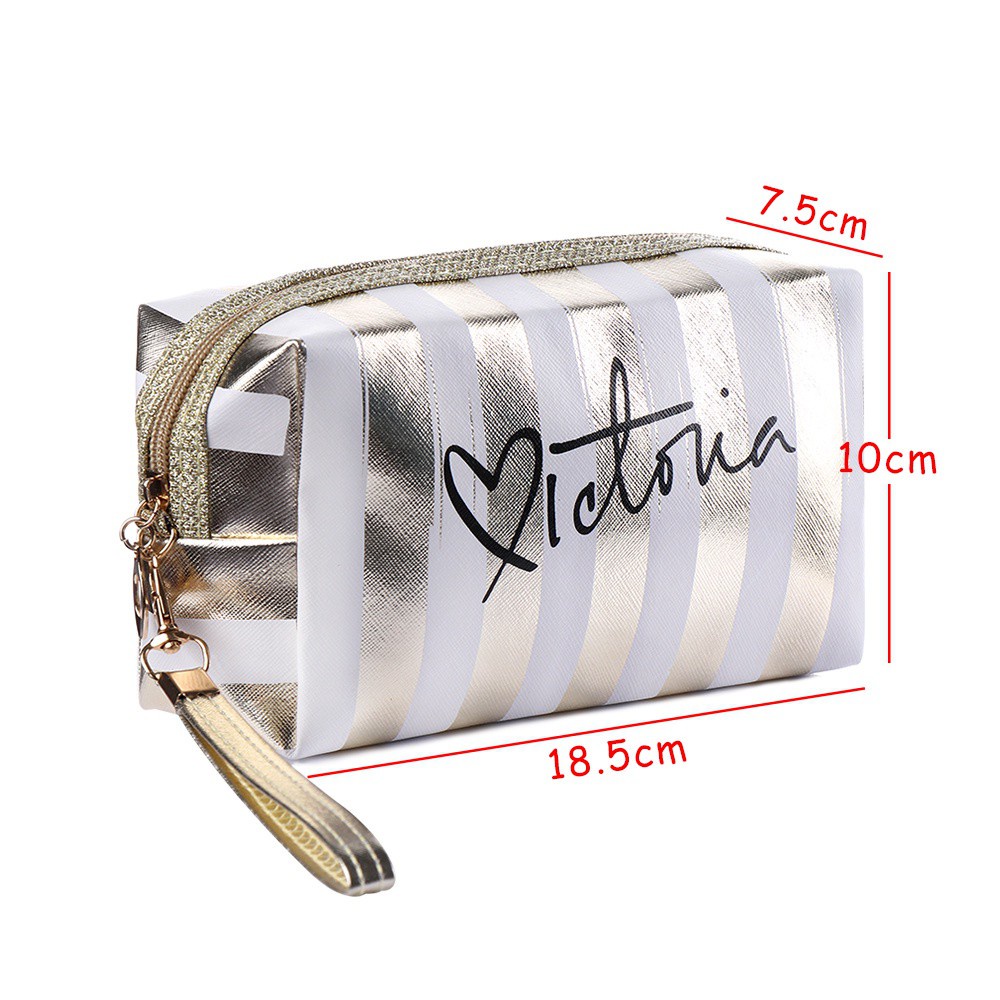 FUTURE Toiletry Case Cosmetic Bags Stripe Coin Purse Travel Makeup Case Portable Waterproof PVC Pouch Multi-function Storage Bag Cellphone Pouch/Multicolor