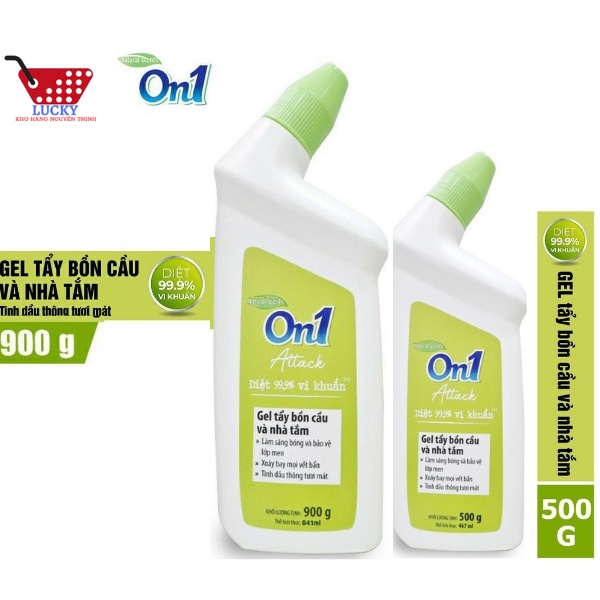 Gel Tẩy Bồn Cầu Và Nhà Tắm On1 Attack 900g - Tinh dầu Thông tươi mát Diệt 999% Vi Khuẩn- Siêu sạch