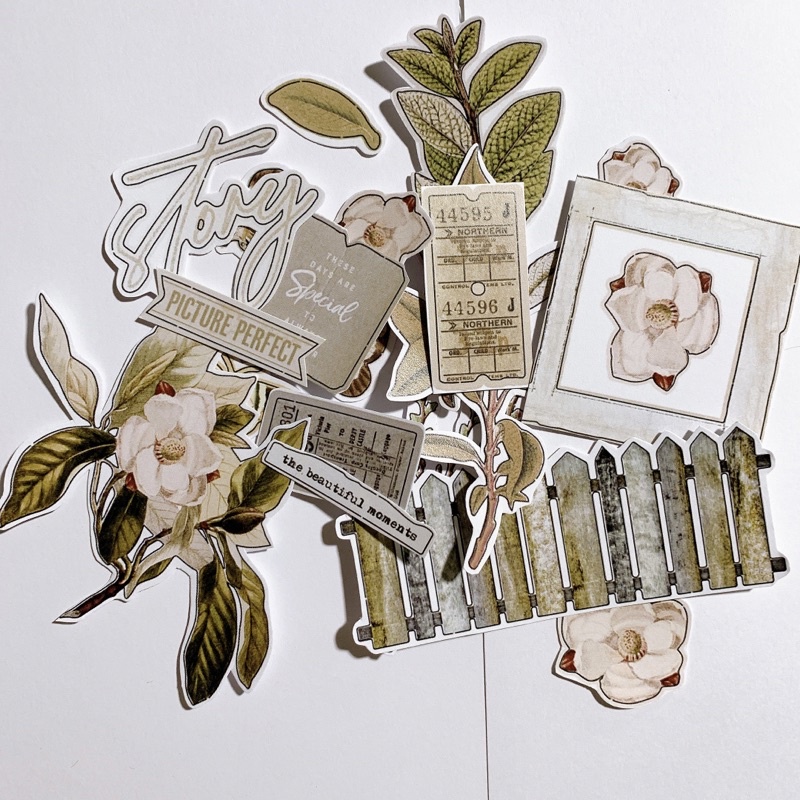 Die cut sticker vintage hoa cổ điền trang trí love box, scrapbook, thiệp, khung 3d