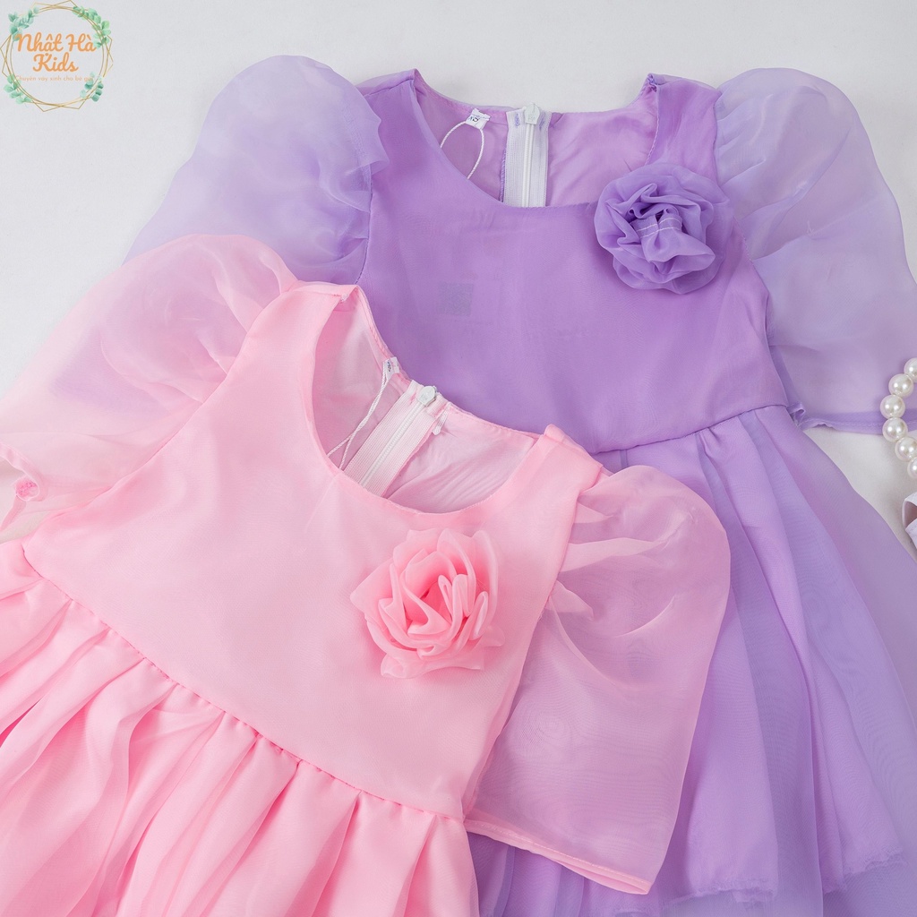 Váy bé gái công chúa C250 size đại từ 12-43kg chất liệu tơ óng tay bồng siêu xinh