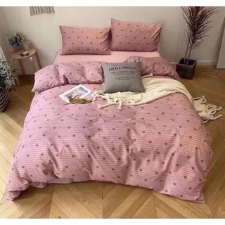 Set 5 Món Ga Gối Vỏ Chăn Lồng Ruột và gối ôm Mẫu KẺ TIM HỒNG
