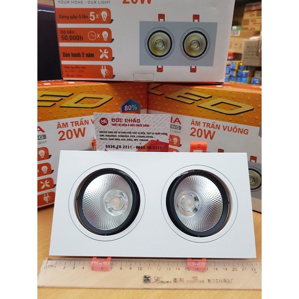 Đèn led âm trần một, đôi, ba 10Wx2; 10wx3 Asia hàng chính hãng