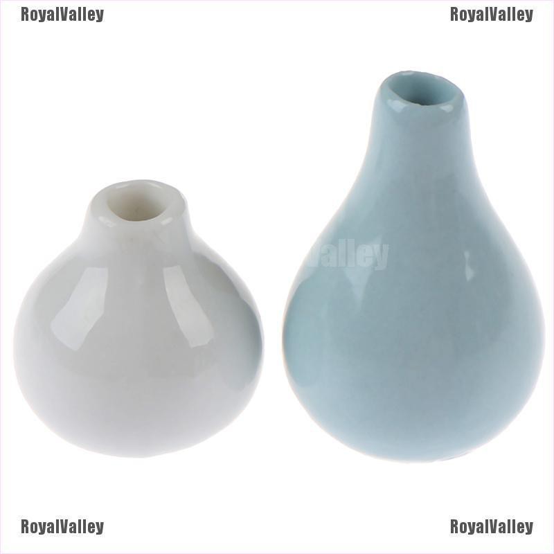 Set 2 Bình Hoa Gốm Trang Trí Nhà Búp Bê Tỉ Lệ 1 / 12