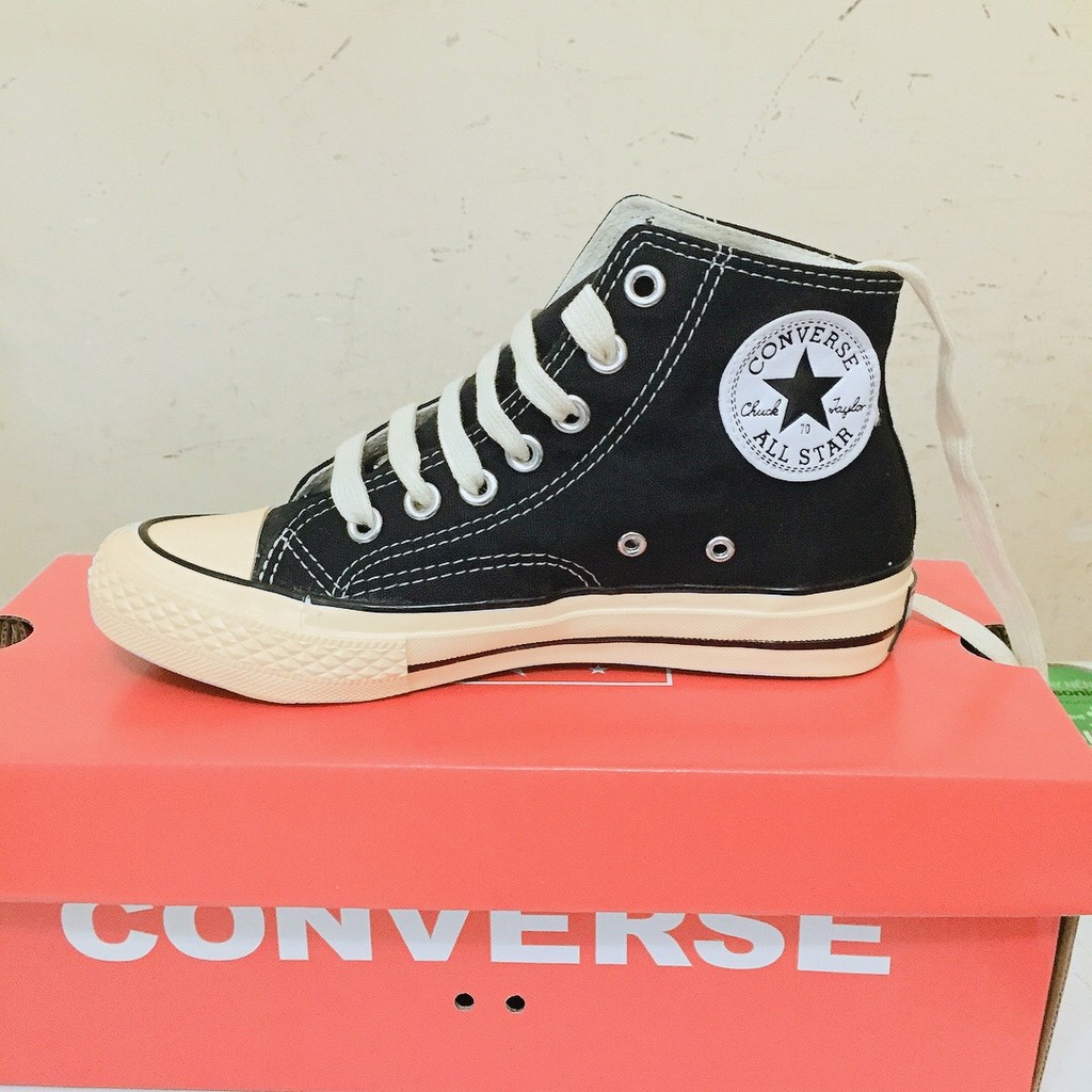 Giày thể thao nam nữ 1970s cao cổ CV1 đen trắng, đế cao màu kem, mũi giày bóng | BigBuy360 - bigbuy360.vn