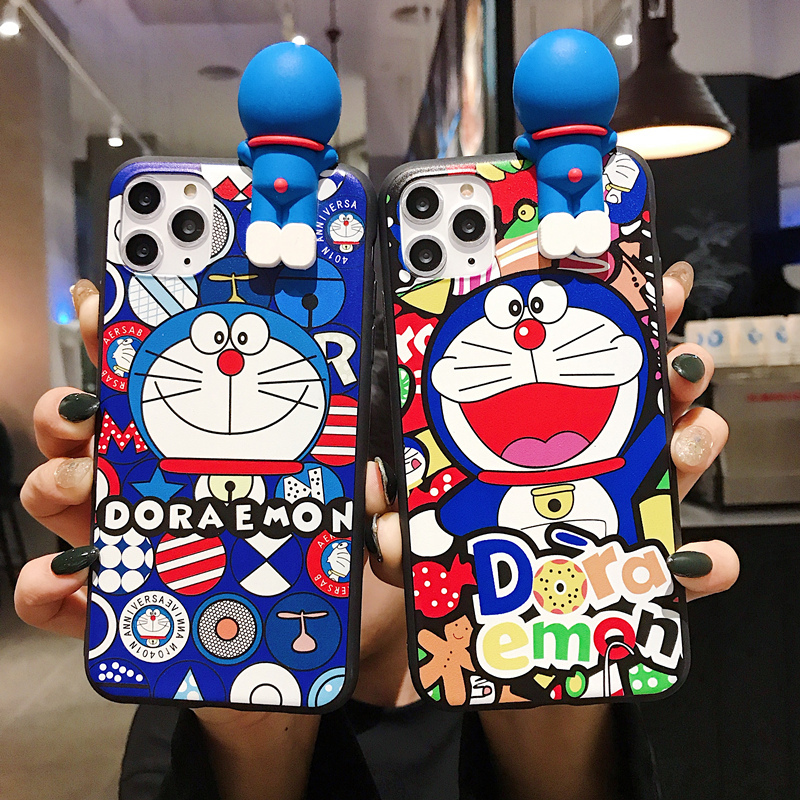 Ốp lưng OPPO A53 A93 A15 A15S A52 A92 A31 A12 A9 A7 A5 A5S A3S A1K F11 F9 F7 F5 F1S A83 A71 A57 A39 A37 A37F Realme 5 5i C3 C2 C1 Pro 2020 3D Cute Cartoon Doraemon Soft TPU Case Cover+Doraemon Doll