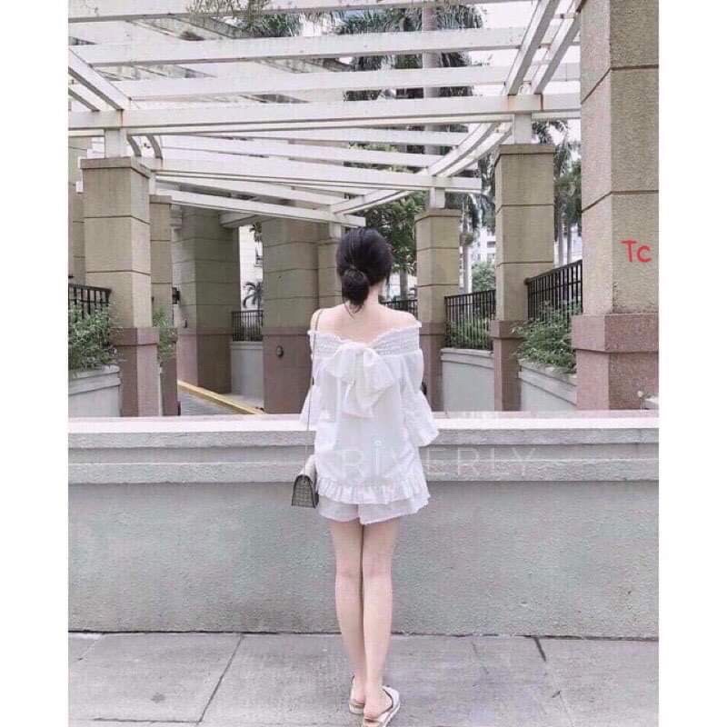 Áo chun trễ vai nơ lưng TC6