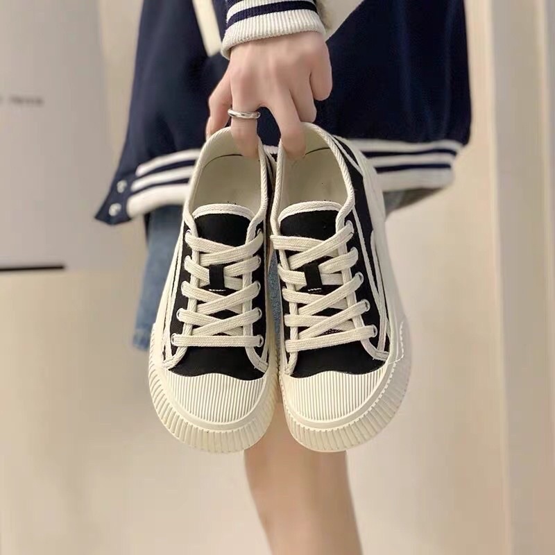 Giày thể thao nữ độn đế sần hot trend , giày thể thao kiểu dáng hang quốc mũi sò