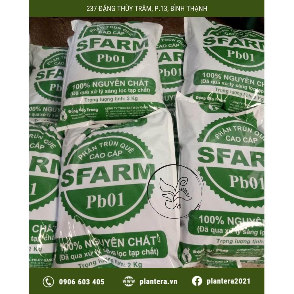 Phân Trùn Quế Hữu Cơ Tự Nhiên Sfarm Pb01 2Kg - Phân Hữu Cơ - Phân Dạng Bột - Phân Trùn Quế