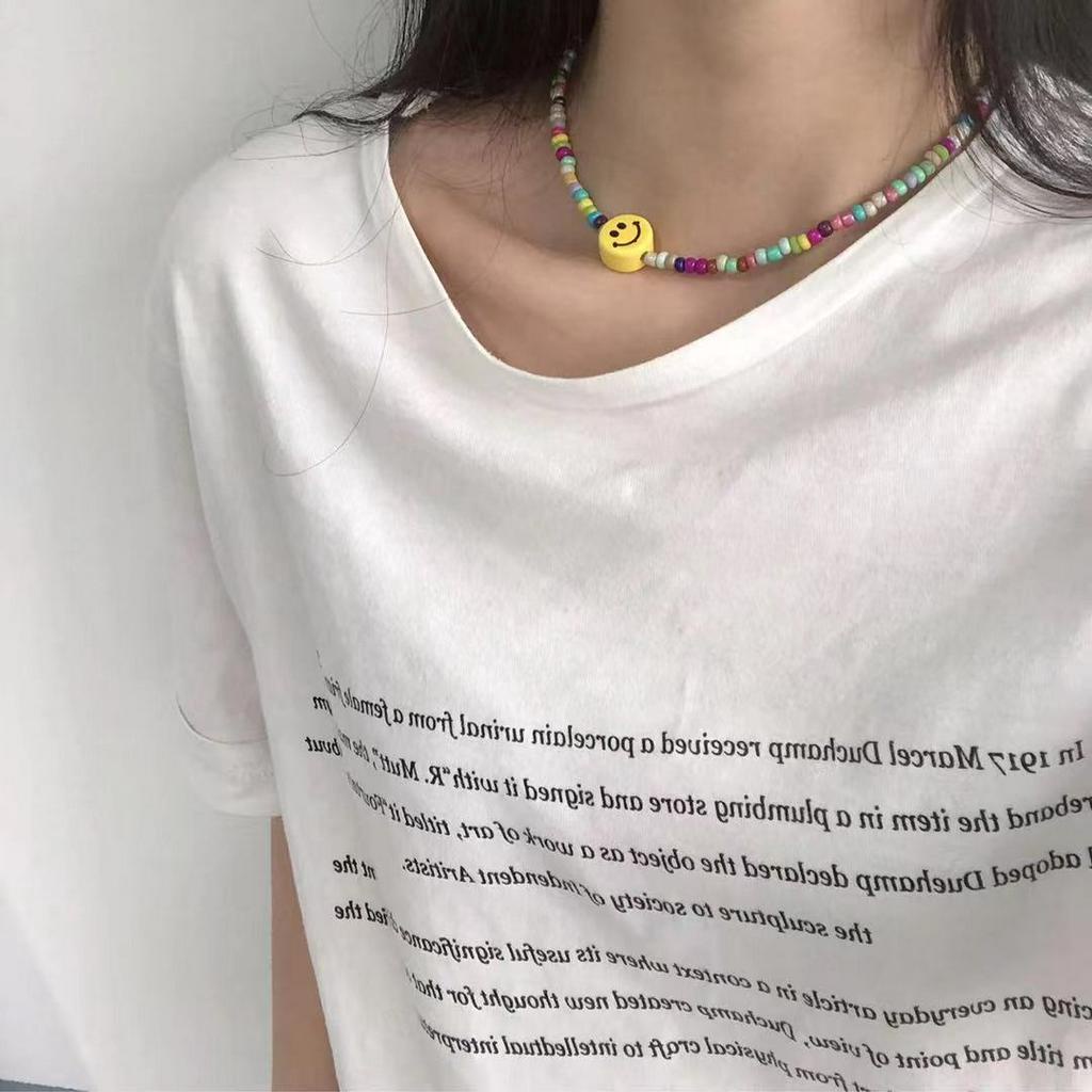 🌸Vòng Cổ Đính Hình Mặt Cười Và Hạt Đủ Màu Năng Động