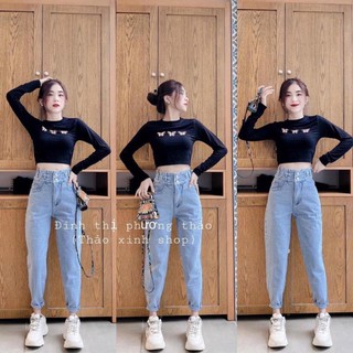 QUẦN BAGGY JEAN NỮ CẠP CAO ( VIDEO - ẢNH THẬT) Đẹp