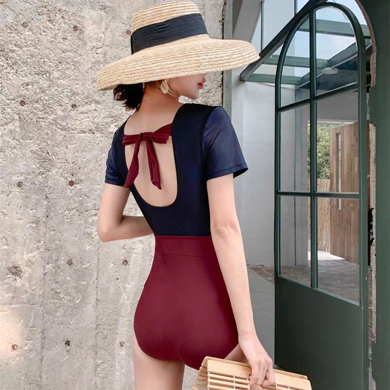 ❣️ bikini đi biển 1 mảnh liền thân khoét lưng thắt nơ sau gợi cảm BIKI02