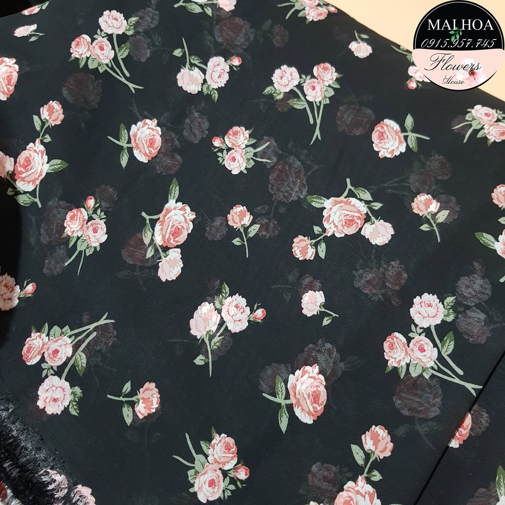 Vải voan tơ hoa hồng vải may đồ nữ mặc mùa hè Maihoaflower