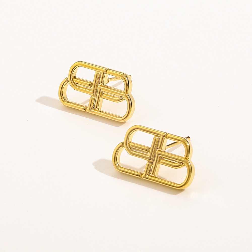 Bông Tai Tròn Bằng Thép Titan In Logo Balenciaga Thời Trang Cho Nữ