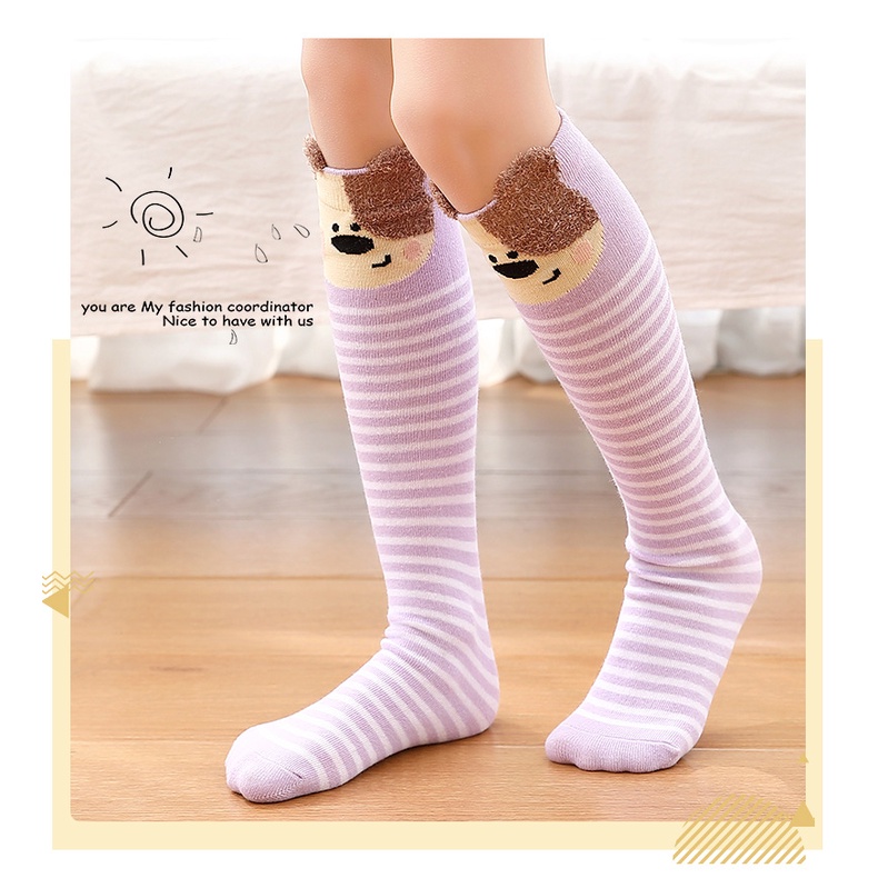 Vớ Dài Đến Đầu Gối Bằng Vải Cotton Cho Bé Gái 3-12 Tuổi