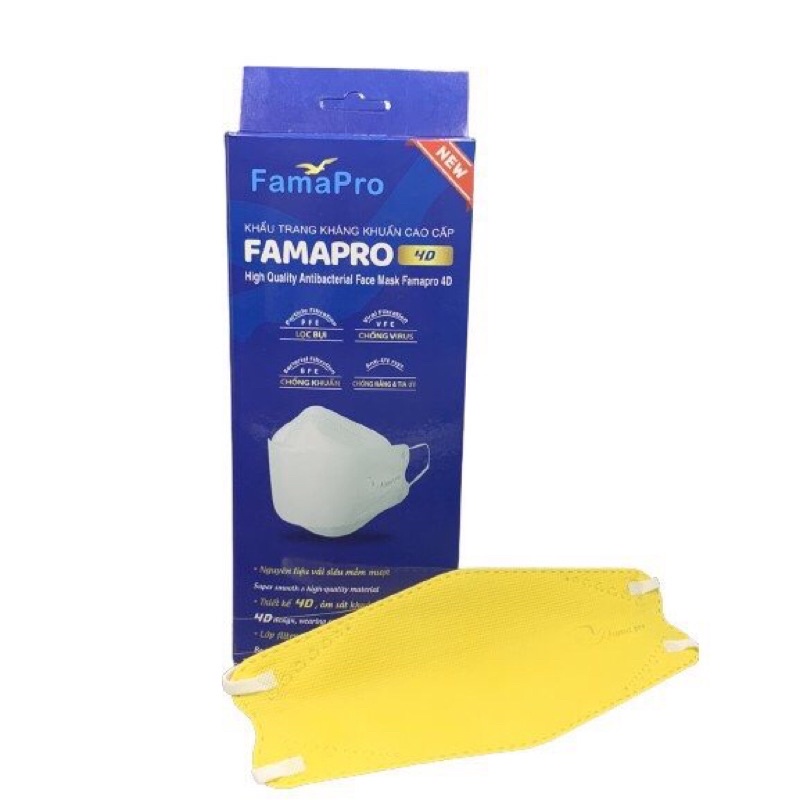 Khẩu trang y tế 4D Famapro (Nam Anh) 3 lớp kháng khuẩn (Thiết kế thời trang KF94) - Hộp 10 cái