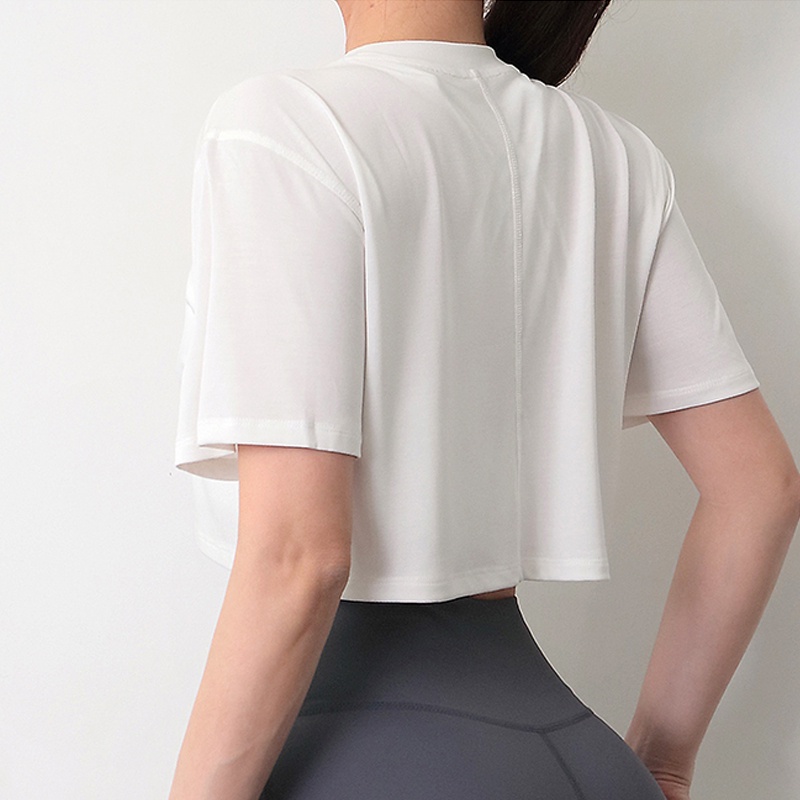 Áo thun thể thao ANRAN tay ngắn dáng rộng quyến rũ trẻ trung thời trang dành cho nữ