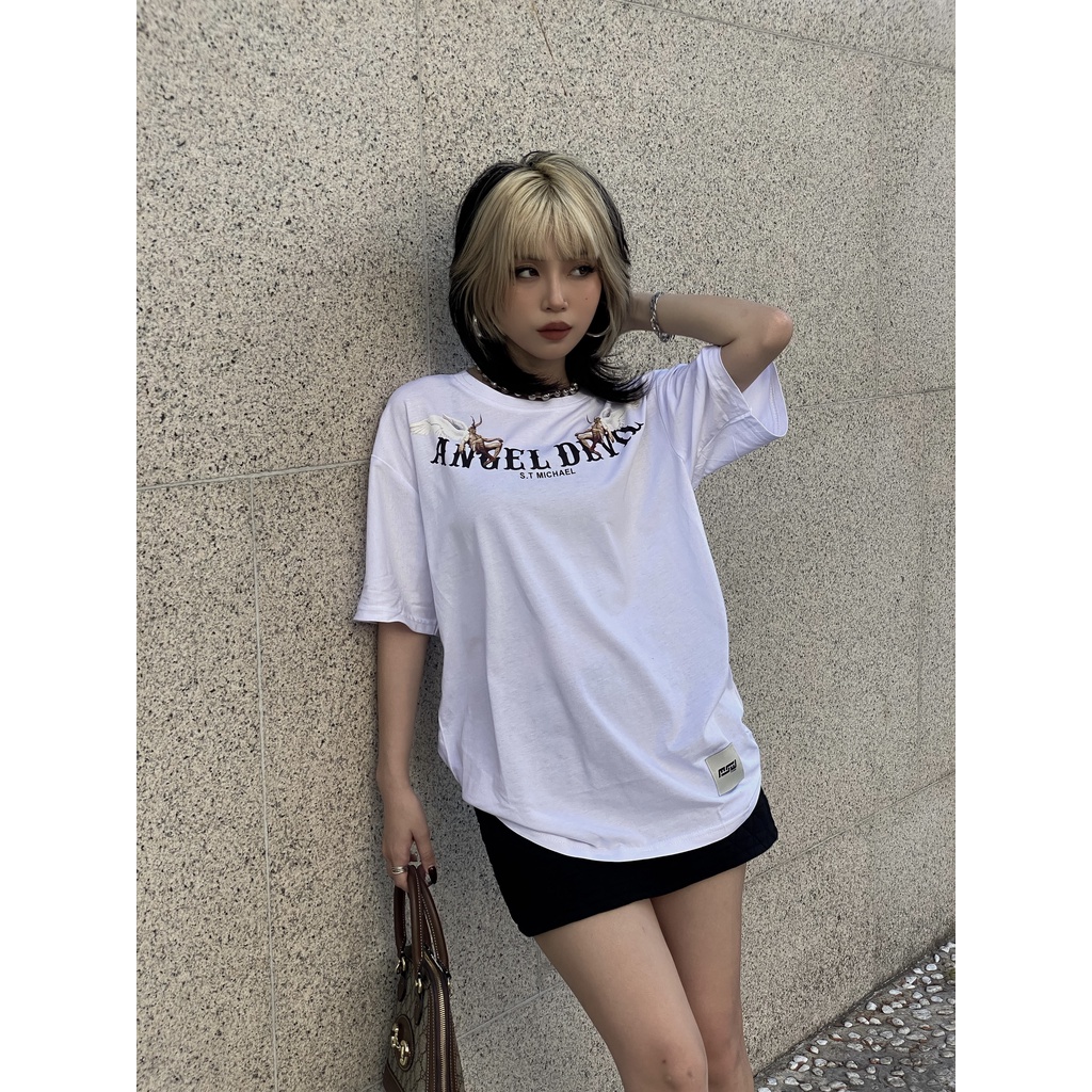 Áo thun tay lỡ Angel Devil , áo thun cotton nam nữ unisex ZAHA97store