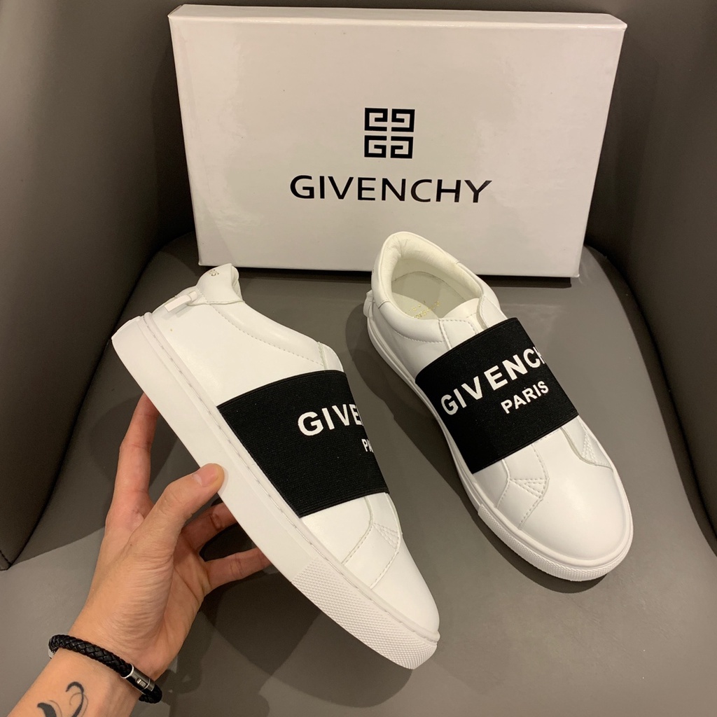 GIVENCHY Giày Thể Thao Đế Bằng Buộc Dây Màu Trắng Đen Thời Trang Cho Cặp Đôi
