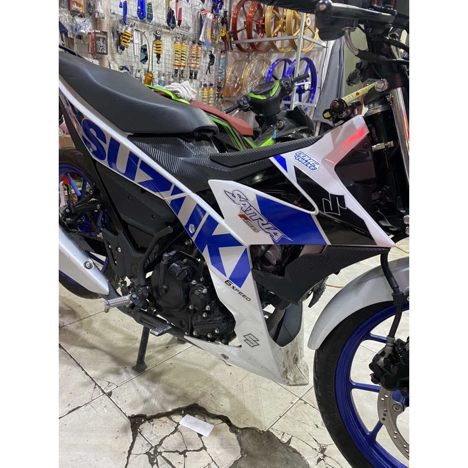 Tem Rời cao cấp Satria mẫu zin 2021 màu bạc xanh đen