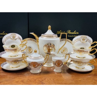 Bộ Ấm Trà, Cà Phê VERSACE Trắng Cao Cấp