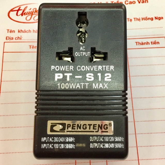 Đổi nguồn 220v sang 110v (100w)-S12- màu đen sịn