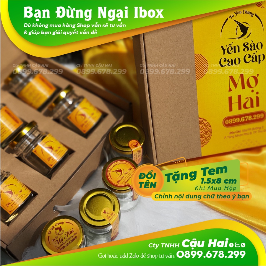 10 Hộp đựng 6 hủ yến chưng chèn thương hiệu tặng kèm tem dán hủ cùng set màu