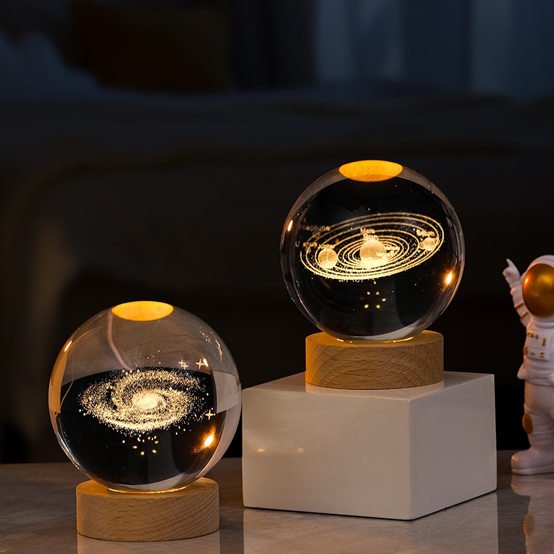 Quả Cầu Pha Lê Dạ Quang Hình Bầu Trời Đầy Sao Sáng Tạo Trang Trí Bàn Làm Việc
