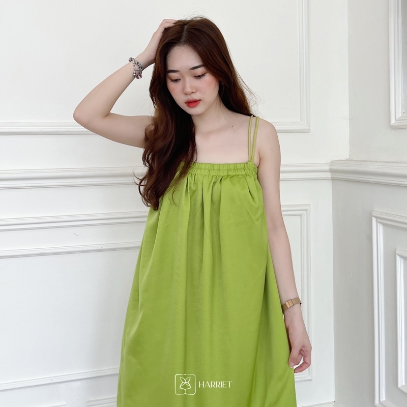 Váy dây dáng suông vải freesize chun ngực chất lụa Lime Premium Harriet
