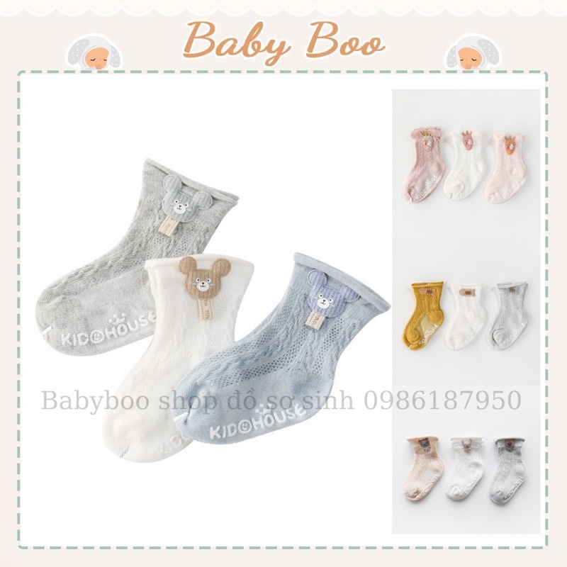 Tất lưới cổ cao mềm thoáng cho bé set 3 đôi [ babyboo]