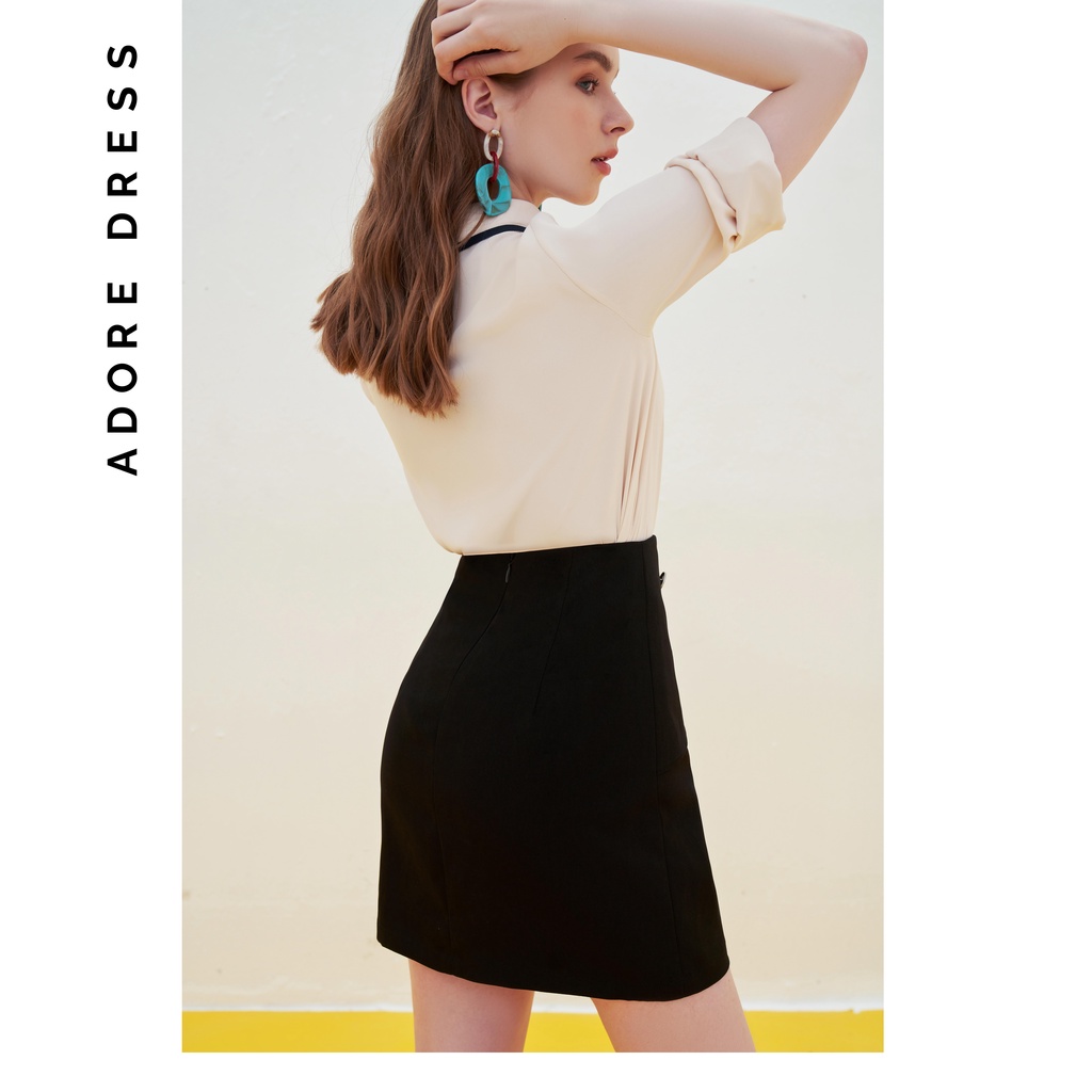 Chân váy đen navi đính 2 khuy lệch 2CV1017 ADORE DRESS