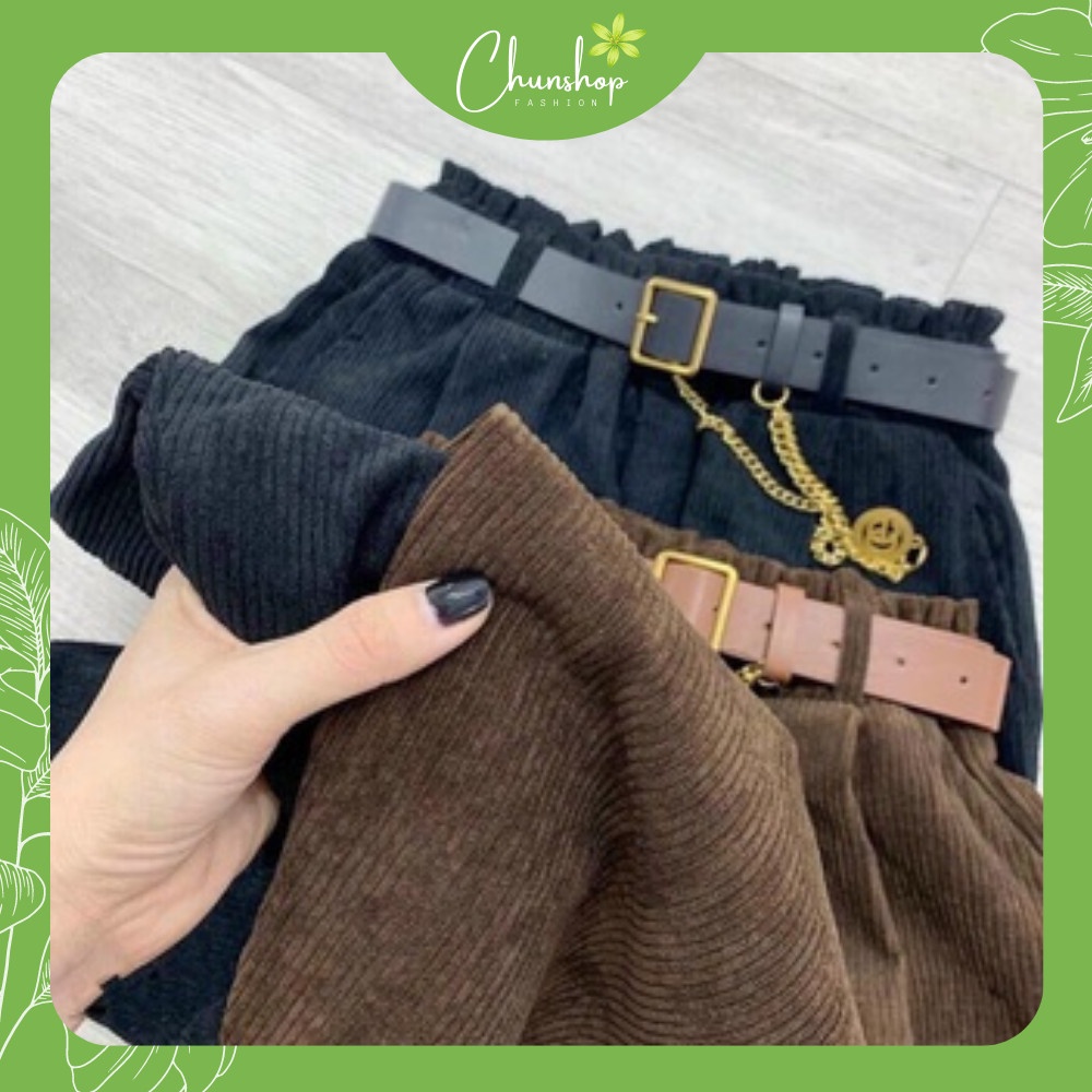 Quần baggy nhung, quần nữ chất liệu nhung tăm,2 màu đen và vàng bò, Quần nữ đẹp đủ size S,M,L,XL