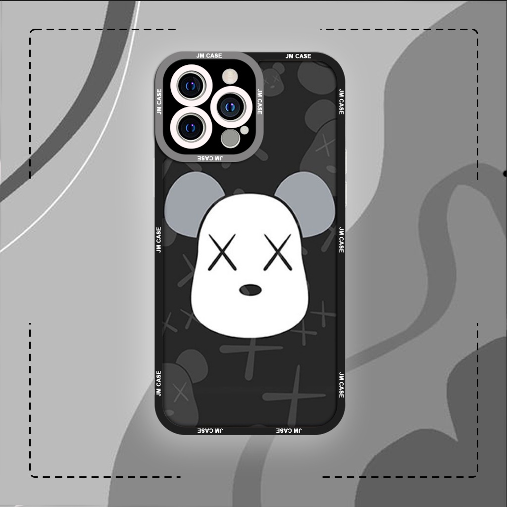Ốp lưng iphone samsung xiaomi oppo cạnh vuông JM CASE Bearbrick collage