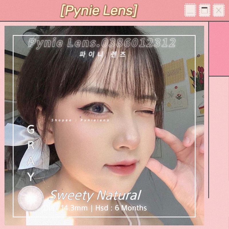 🎀 𝘓𝘦𝘯𝘴 𝘚𝘸𝘦𝘦𝘵𝘺 𝘕𝘢𝘵𝘶𝘳𝘢𝘭 𝘎𝘳𝘢𝘺 🤍 Em lens tone xám trong veo toát lên nét tây tây cuốn lắm ạ 🥰 | Pynielens ✨