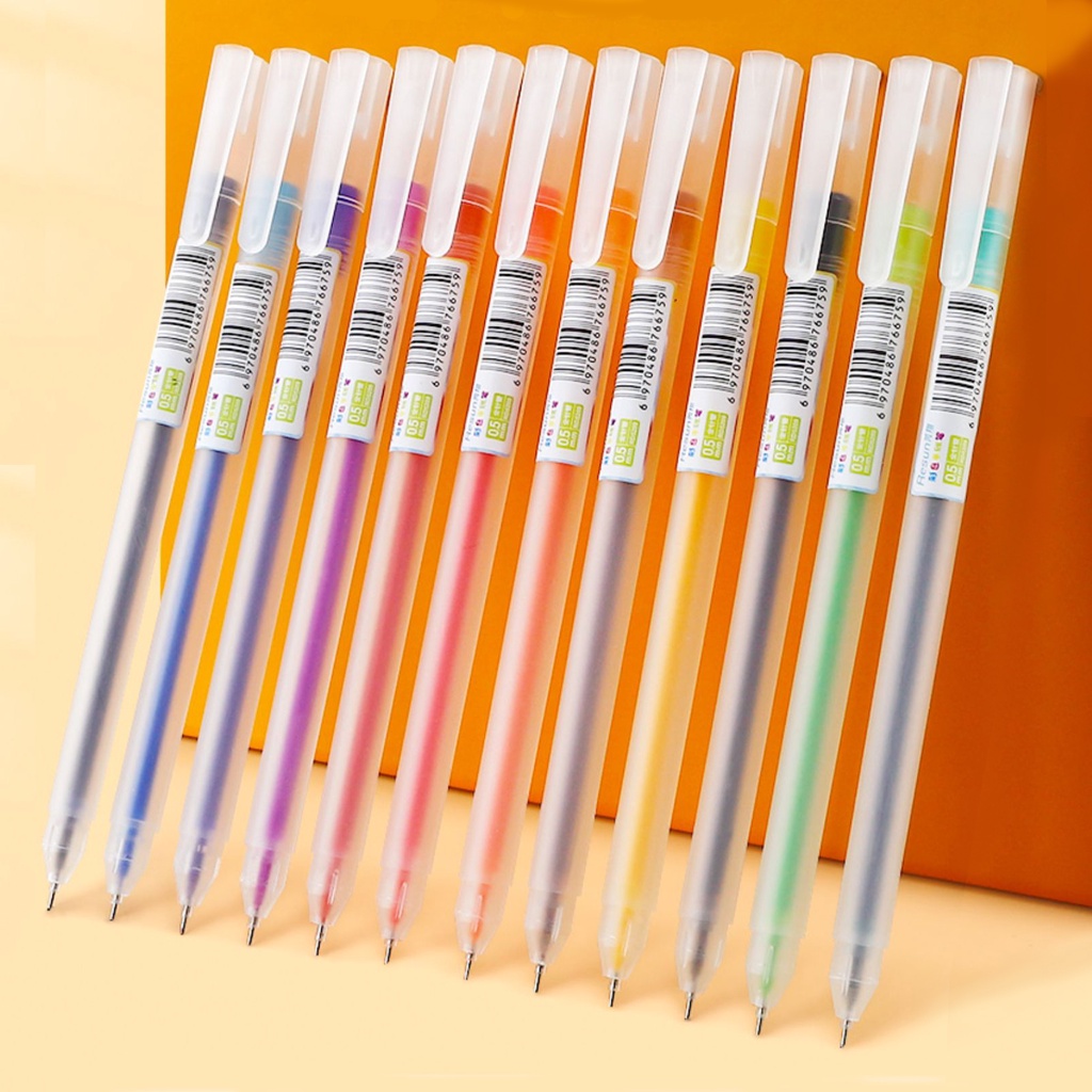Bút bi màu mực gel Béo shop viết ngòi kim Resun bản dupe 12 màu retro ngòi 0.5mm B28 (set 12 bút)
