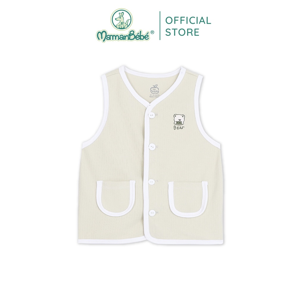 Áo Gile La Pomme viền màu túi đôi - Xanh