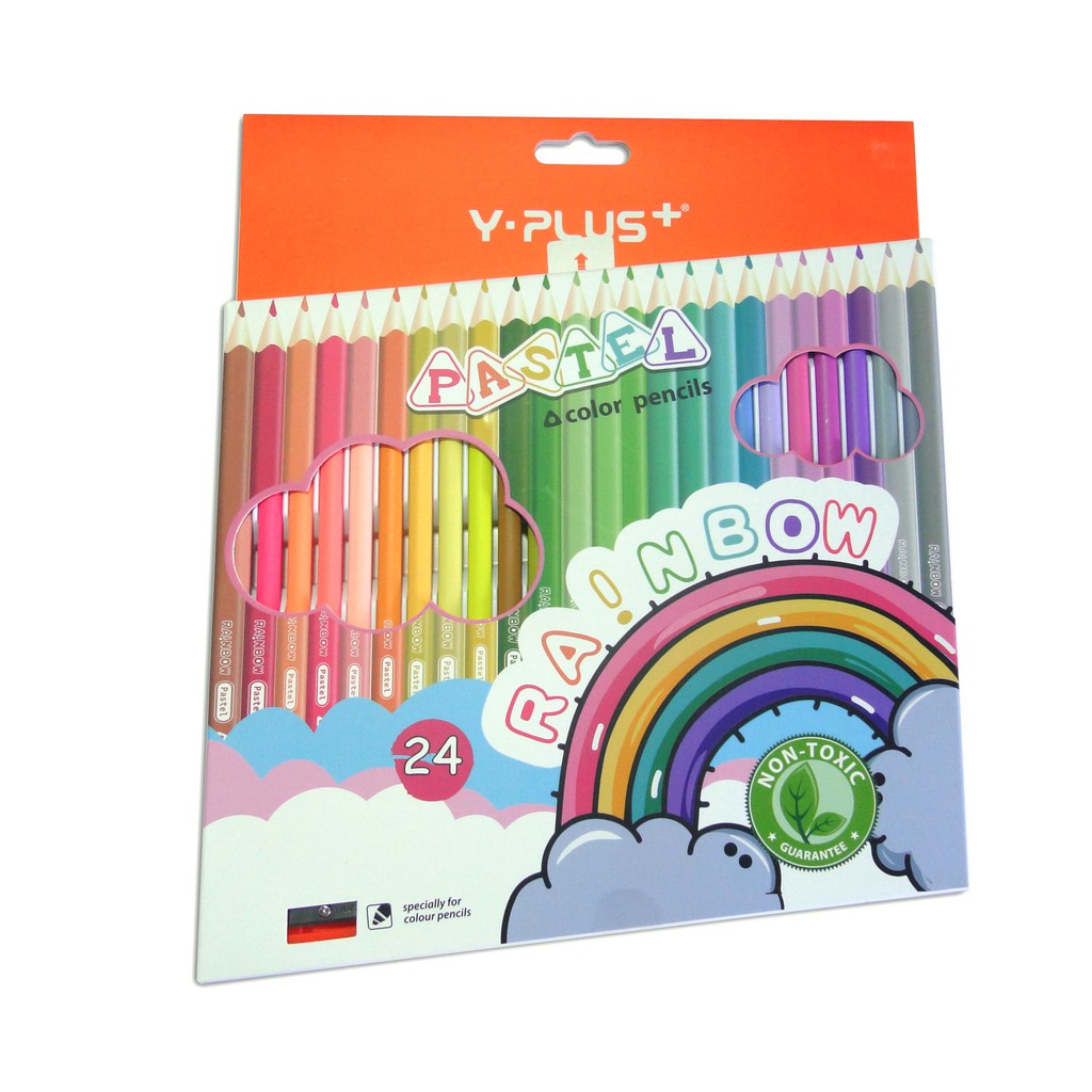 Bút chì màu gỗ Rainbow pastel Yplus 12/24 màu có chuốt PC2001