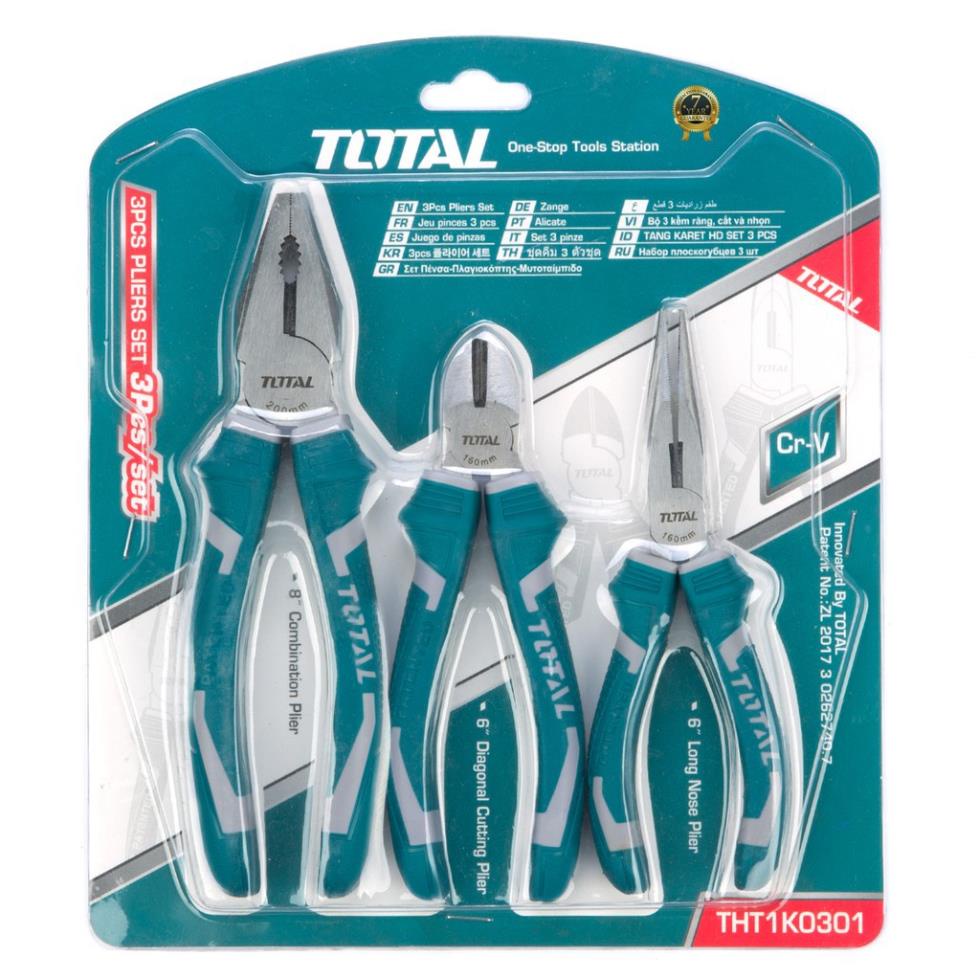 Bộ 3 kềm cắt, kềm răng và kềm mỏ dài Total THT1K0301